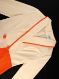 Plus Size Women Colorblock Turn-Down Collar Slim-Waist Bodycon Dress