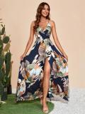 Women Printed Slash Strap Dress