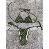 Women Mini Lace-Up Sexy Backless Pants Printed Swimsuit Two Pieces