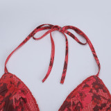 Women Sexy Holidays Halter Neck Bikini Two-Piece Set