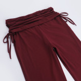 Women Halter Neck Sexy Low-Back Slim-Fit Top and Trousers Set