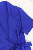 Women Casual Career Slim Short-Sleeve Turn-Down Collar A-Line Dress