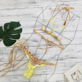 Women Printed Lace-Up Low-Back Sexy Two-Piece Bikini