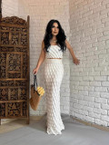Women Fashion Sequin-Trim Strappy Two-Piece Skirt Set