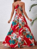 Women Printed Slash Strap Dress