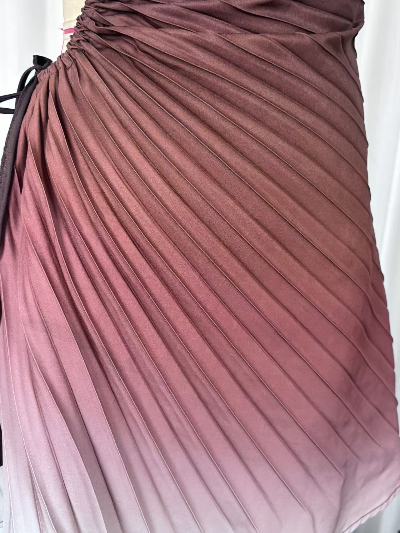 Women Fashion Sexy Solid Sleeveless Slash-Shoulder Cutout Pleated Mini Dress