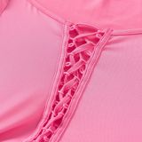 Women Pink Square Neck Backless Sleeveless A-Line Dress