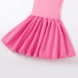 Women Pink Square Neck Backless Sleeveless A-Line Dress