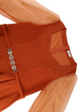 Plus Size Women See-Through Ruffle-Sleeve Slim-Waist Bodycon Dress