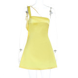 Women Spring/Summer Sexy Slash Shoulder Backless Camisole Dress