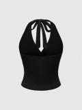 Women Sexy Halter Neck Lace-Up V-Neck Backless Camisole Top
