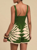 Women Summer Printed Casual Fashion Strap Short Jumpsuit