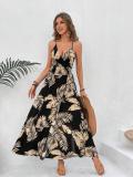 Women Printed Slash Strap Dress