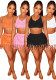 Summer Women Knitted Crochet Tassel Lace-Up Cutout Strap Sexy Skirt Set