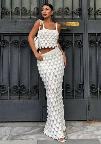 Women Fashion Sequin-Trim Strappy Two-Piece Skirt Set