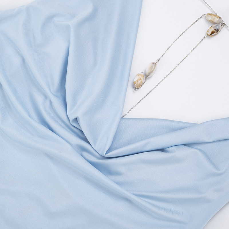 Women Summer Solid Casual Slim Low-Back Chain-Trim Sleeveless Dress
