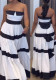 Women Summer Patchwork Striped Bow Colorblock Dress