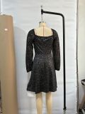 Women Mesh V-Neck Formal Party Dress