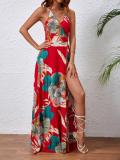 Women Printed Slash Strap Dress