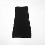 Women Summer Solid Casual Round-Neck Cutout Sexy Sleeveless Short Dress