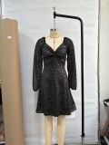 Women Mesh V-Neck Formal Party Dress