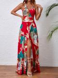 Women Printed Slash Strap Dress