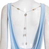 Women Summer Solid Casual Slim Low-Back Chain-Trim Sleeveless Dress