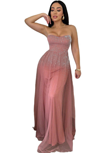 Women Strapless Beaded Dress