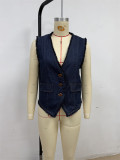 Women sleeveless V-neck top denim Vest