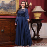 Plus size Women formal party elegant lace evening dress