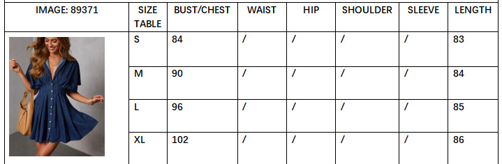 Women spring elegant denim short-sleeved dress