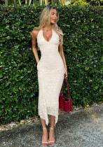 Women V-Neck Halter Neck Sexy Lace Dress Women V-Neck Halter Neck Sexy Lace Dress