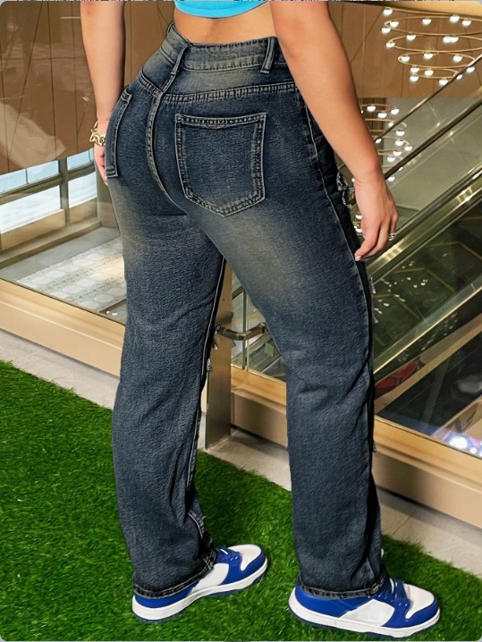 Women Fashionable Appliqué Denim Pant