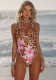 Women Casual Holidays Sexy V-Neck Halter Neck Backless One-Piece Swimsuit