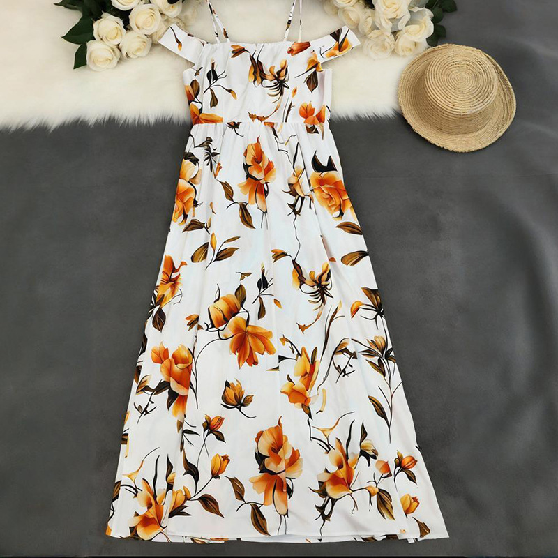 Women Summer Print Sexy Strapless Strap Dress