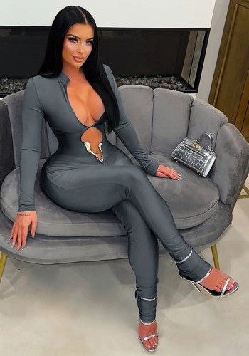 Women sexy V-neck long-sleeved jumpsuit