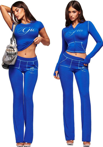 Women spring/summer letter print top and Pants two-piece set