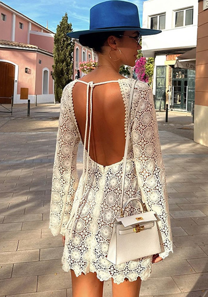 Women sexy see-through backless casual beach holiday dress
