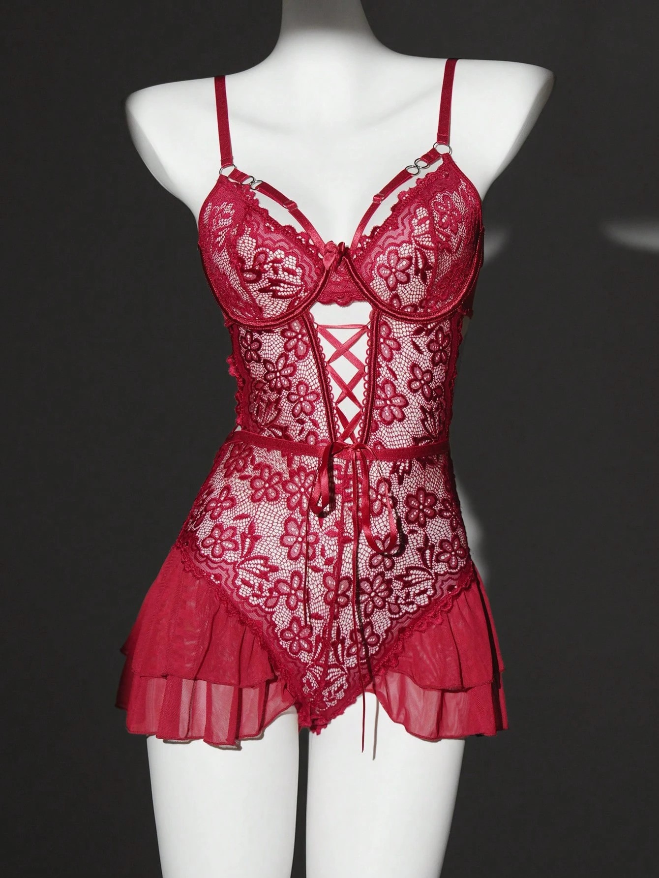Women sexy lace mesh see-through bodysuit/lingerie