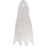 Women V-Neck Halter Neck Sexy Lace Dress
