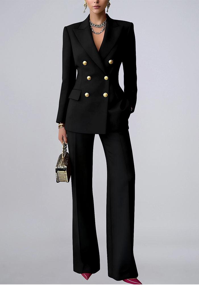 Women button-down collar blazer and Pants two-piece set