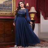 Plus size Women formal party elegant lace evening dress