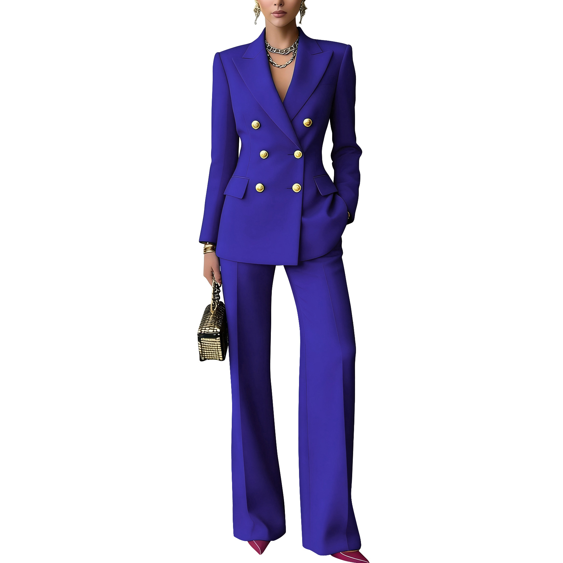 Women button-down collar blazer and Pants two-piece set