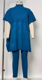 Spring Women Casual Sleeveless Pullover Sweater Two Piece Pants Set