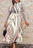 Women Spring/Summer Irregular Print Pleated Dress