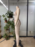 Women Patchwork Color Block Strap Low Back Yoga Jumpsuit