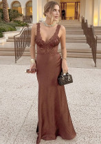 Women Spring/Summer Sexy Halter Patchwork Lace Maxi Dress Women Spring/Summer Sexy Halter Patchwork Lace Maxi Dress