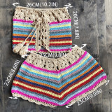 Women beach strapless multi-color crochet knitting two-piece swimwear