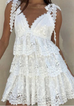 Women Summer Hollow-out Embroidered Lace Patchwork Dress Women Summer Hollow-out Embroidered Lace Patchwork Dress