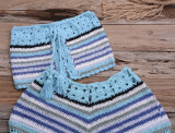 Women beach strapless multi-color crochet knitting two-piece swimwear